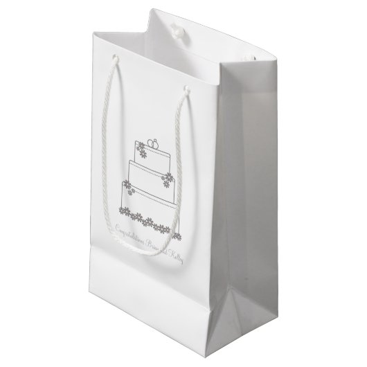 White Wedding Cake Gift Bag Klein Cadeauzakje (Voorkant Gekanteld)