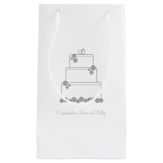 White Wedding Cake Gift Bag Klein Cadeauzakje (Voorkant)