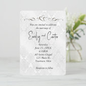White Wedding Damask met hart Kaart (Staand voorkant)