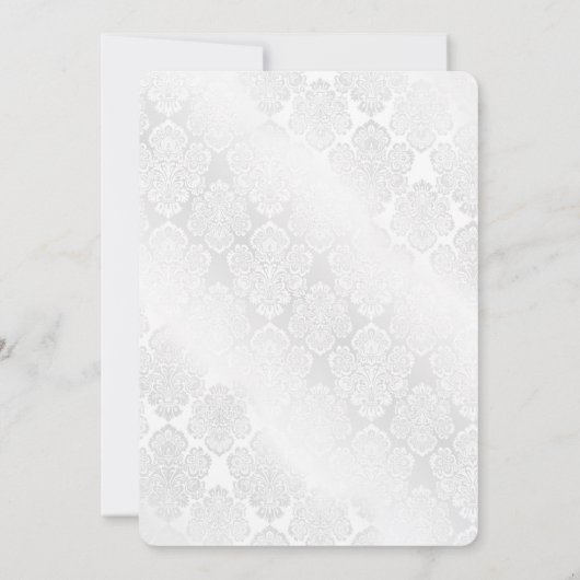 White Wedding Damask met hart Kaart (Achterkant)