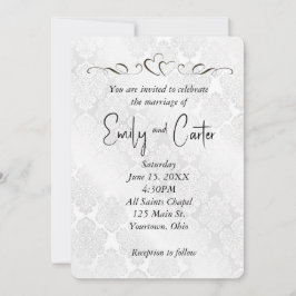 White Wedding Damask met hart Kaart
