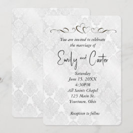 White Wedding Damask met hart Kaart