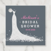 White wedding dress Bridal showers template Bedankjes Labels (Voorkant)