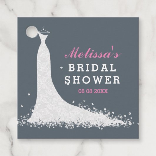 White wedding dress Bridal showers template Bedankjes Labels (Voorkant)