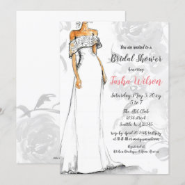 White Wedding Dress Elegant Vrijgezellenfeest Kaart