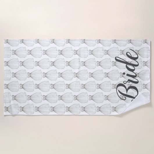 White Wedding Dress Gown Vrijgezellenfeest Bride G Strandlaken (Voorkant)