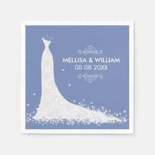 White Wedding Dress & Powder-blue Background Servet