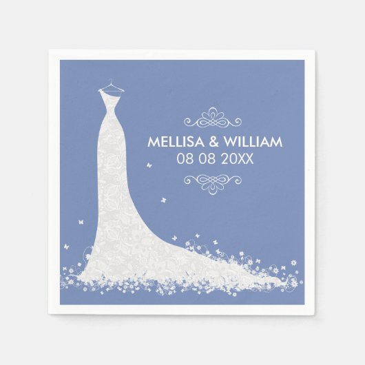 White Wedding Dress & Powder-blue Background Servet (Voorkant)