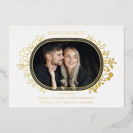 White Wedding Fancy Ornament Frame Flowers Folie Uitnodiging (Voorkant)