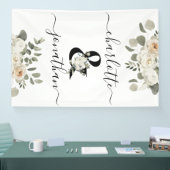 White Wedding Floral Ampersand (&) met namen Spandoek (Beurs)