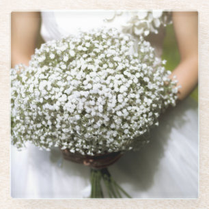 White Wedding Flower Bouquet Glazen Onderzetter