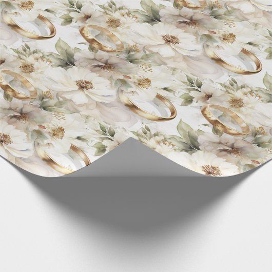White Wedding Flowers Cadeaupapier (Hoek)