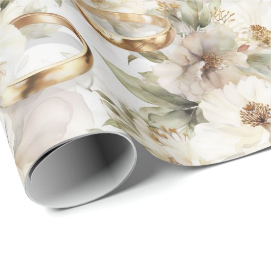 White Wedding Flowers Cadeaupapier (Rol Hoek)