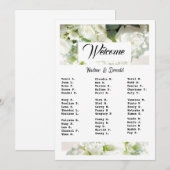 White Wedding Greenery Downloadable Seating Chart Kaart (Voorkant / Achterkant)