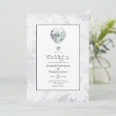 White Wedding Hot Air ballon en Lace Wedding Kaart (Staand voorkant)