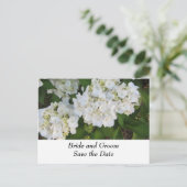 White Wedding Hydrangeas Aankondigingskaart (Staand voorkant)