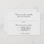 White Wedding Invitation Reply cards met menu