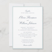 White Wedding Invitation with Light Blue Details Kaart (Voorkant)