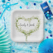 White Wedding Lily Heart op hout Papieren Bordje (Feest)