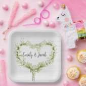 White Wedding Lily Heart op hout Papieren Bordje (Feest)