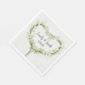 White Wedding Lily Heart op hout Servet (Hoek)