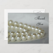 White Wedding Pearls Dank je Briefkaart (Voorkant / Achterkant)