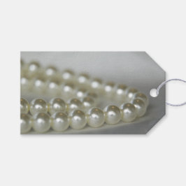 White Wedding Pearls Favor Tags Cadeaulabel