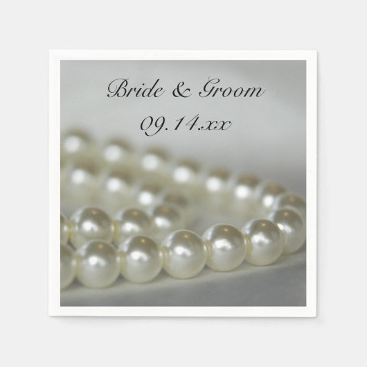 White Wedding Pearls Servetten (Voorkant)