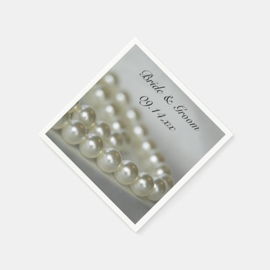 White Wedding Pearls Servetten (Hoek)