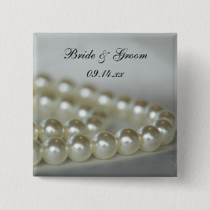 White Wedding Pearls Vierkante Button 5,1 Cm