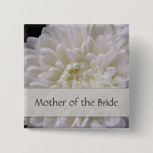 White Wedding Pin for the Moeder of the Bride Vierkante Button 5,1 Cm
