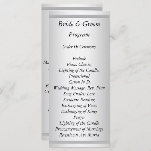 White Wedding Programma Programmakaart (Voorkant / Achterkant)