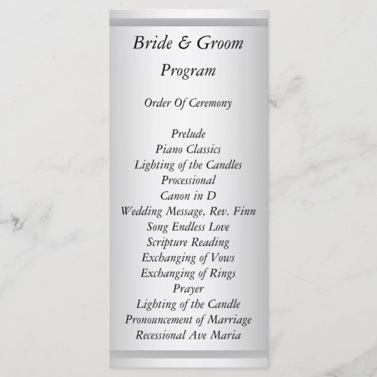 White Wedding Programma Programmakaart (Voorkant)