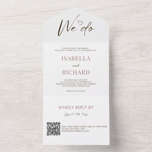 White Wedding | QR-code in één uitnodiging (Binnen)