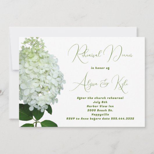 White Wedding Rehearsal Big Flower Uitnodiging (Voorkant)