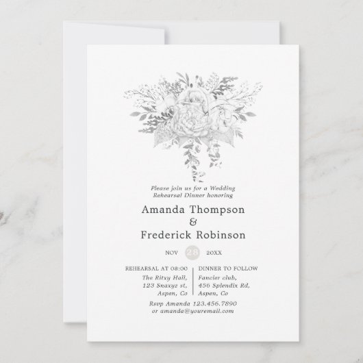 White Wedding Rehearsal Dinner Kaart (Voorkant)