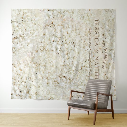 White Wedding Rozen Flowers Backdrop Wandkleed (In Situ (horizontaal))