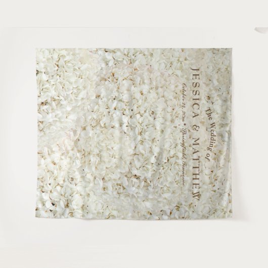 White Wedding Rozen Flowers Backdrop Wandkleed (Voorkant (horizontaal))