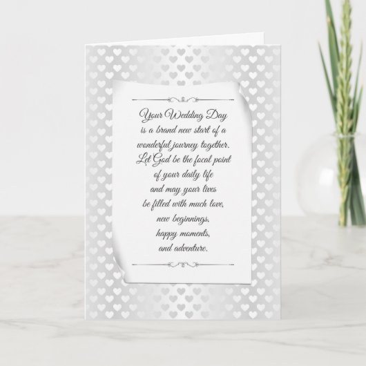 White Wedding Satin Sheen Hearts Kaart (Voorkant)