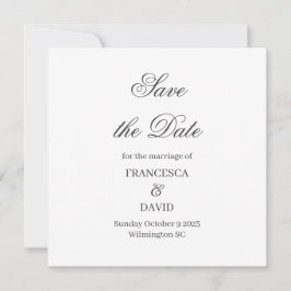 White Wedding Save the Date Kaart