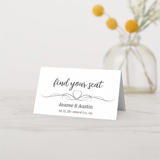 White Wedding Table Seating Cards Plaatskaartje (Voorkant)