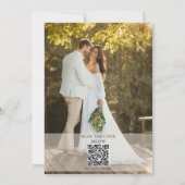 White Wedding with a photo & QR Code Kaart (Achterkant)