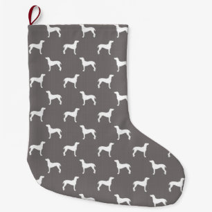 White Weimaraner Silhouettes on Grey Grote Kerstsok