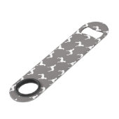 White Weimaraner Silhouettes on Grey Speed Flessenopener (Achterkant Gekanteld)