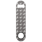 White Weimaraner Silhouettes on Grey Speed Flessenopener (Voorkant)