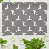 White Weimaraner Silhouettes on Grey Theedoek (Gevouwen)