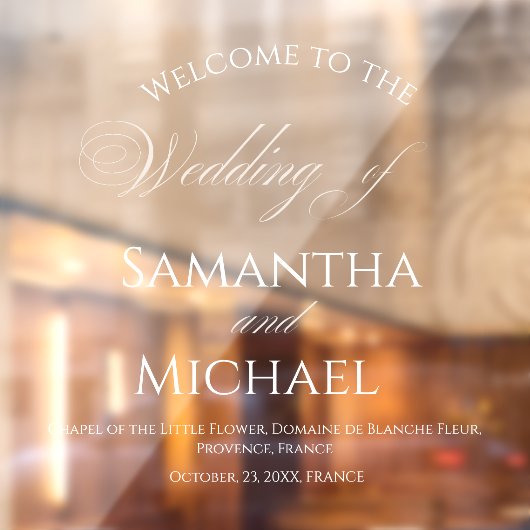 White Welcome Wedding Elegant  Address  Raamsticker (Vel 2)