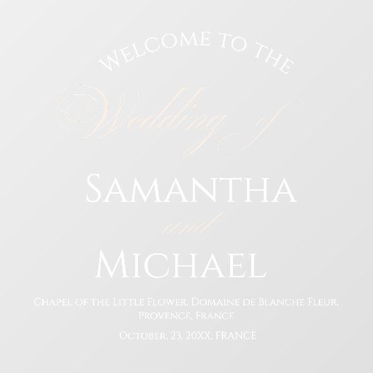 White Welcome Wedding Elegant  Address  Raamsticker (Vel)