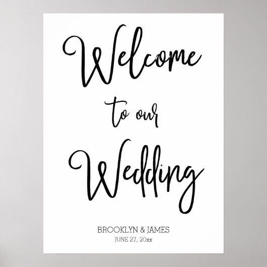 White Welkom bij ons Poster voor huwelijksreceptie (Voorkant)