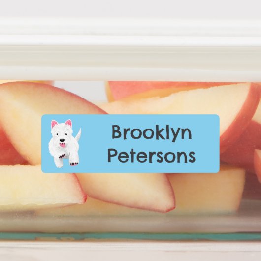 White West Highland Terrier cartoon gepersonalisee Labels (Aangebracht)